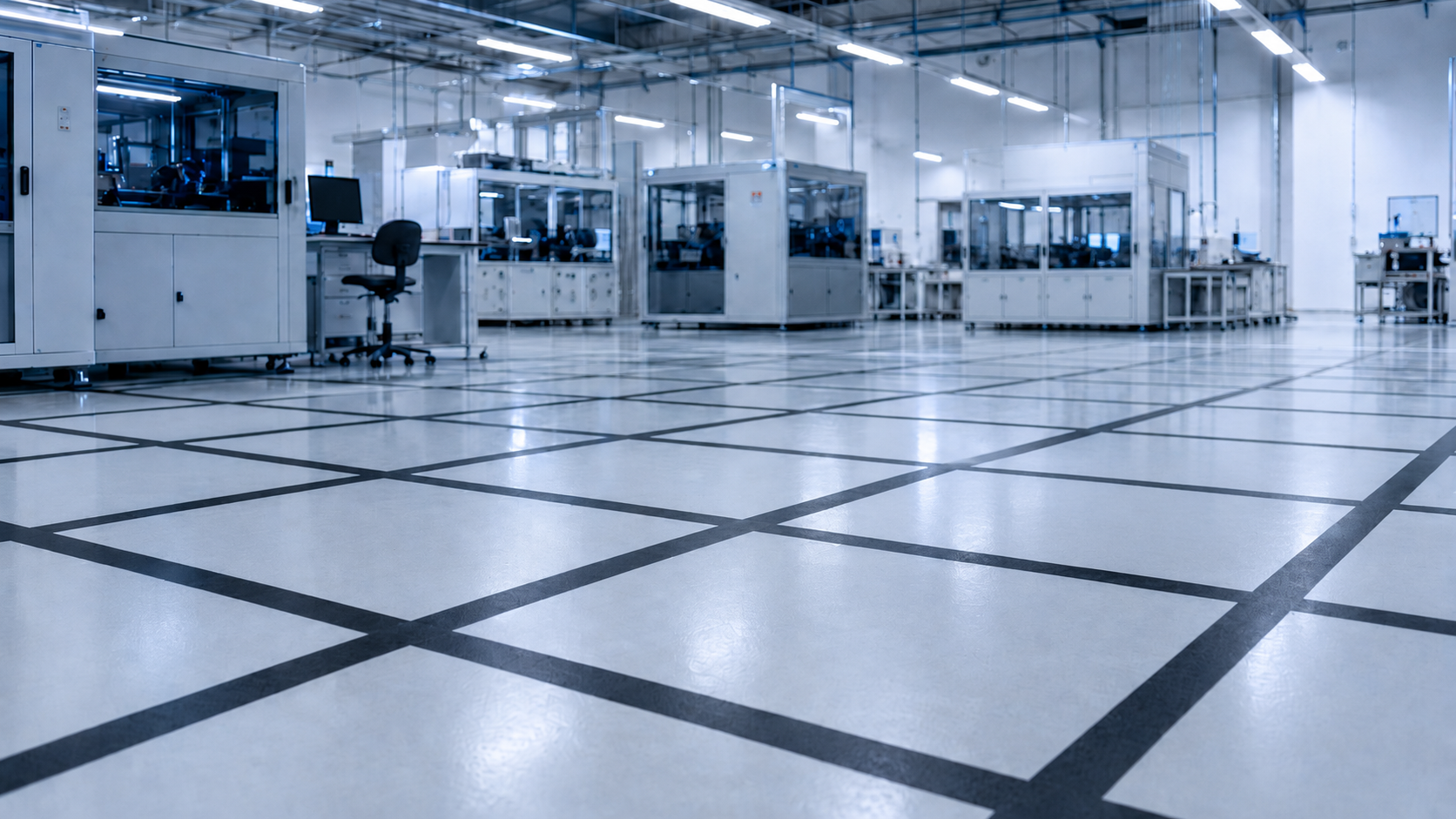 Conductive paint grid for ESD floor coating grounding system without copper tape