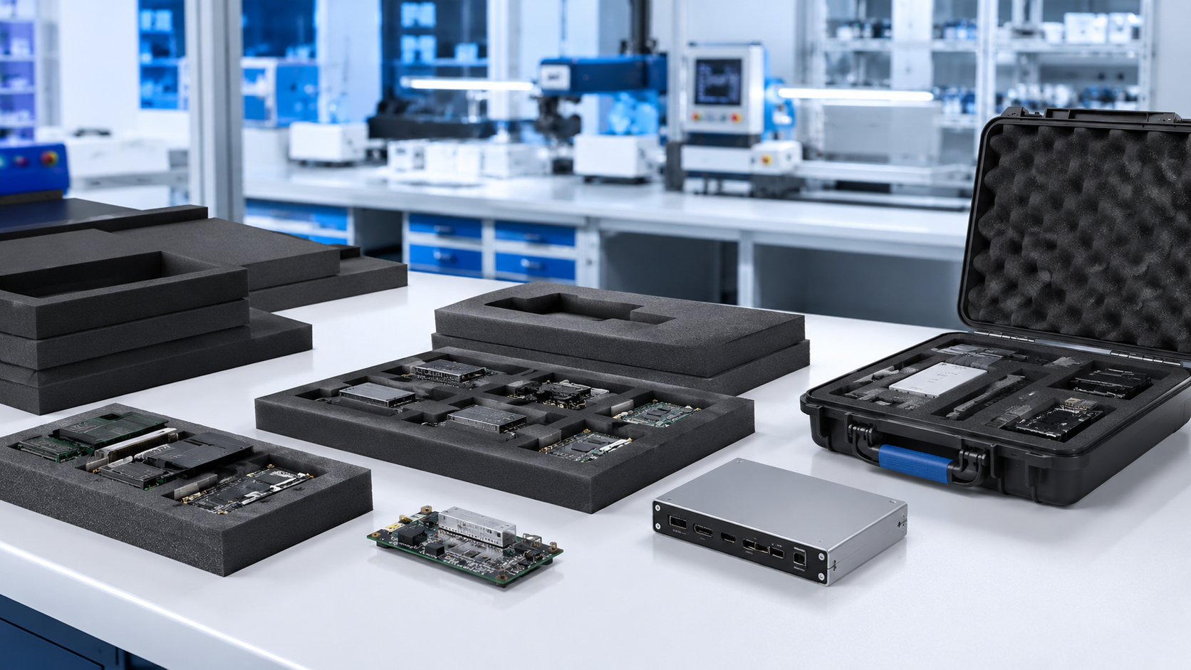 ESD coated EVA foam case inserts tool-control foam electronics packaging foam and soft assembly pads